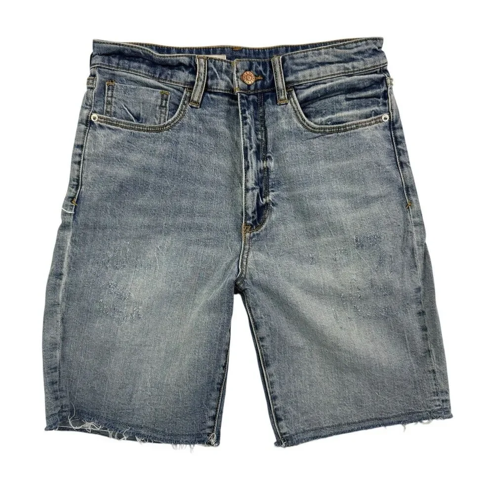 Pilcro Anthropologie Bermuda Jean Shorts Women Size 25 High Rise Acid Wash - Picture 2 of 14